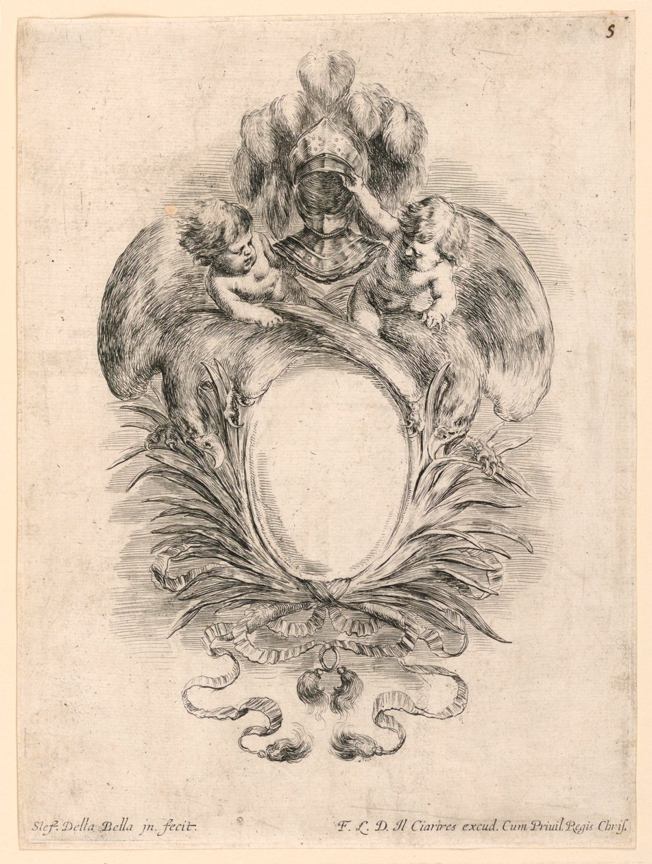 Escutcheon, No. 5 from "Raccolta di varii cappriccii et nove inventioni di cartelle et ornamenti" by Stefano della Bella