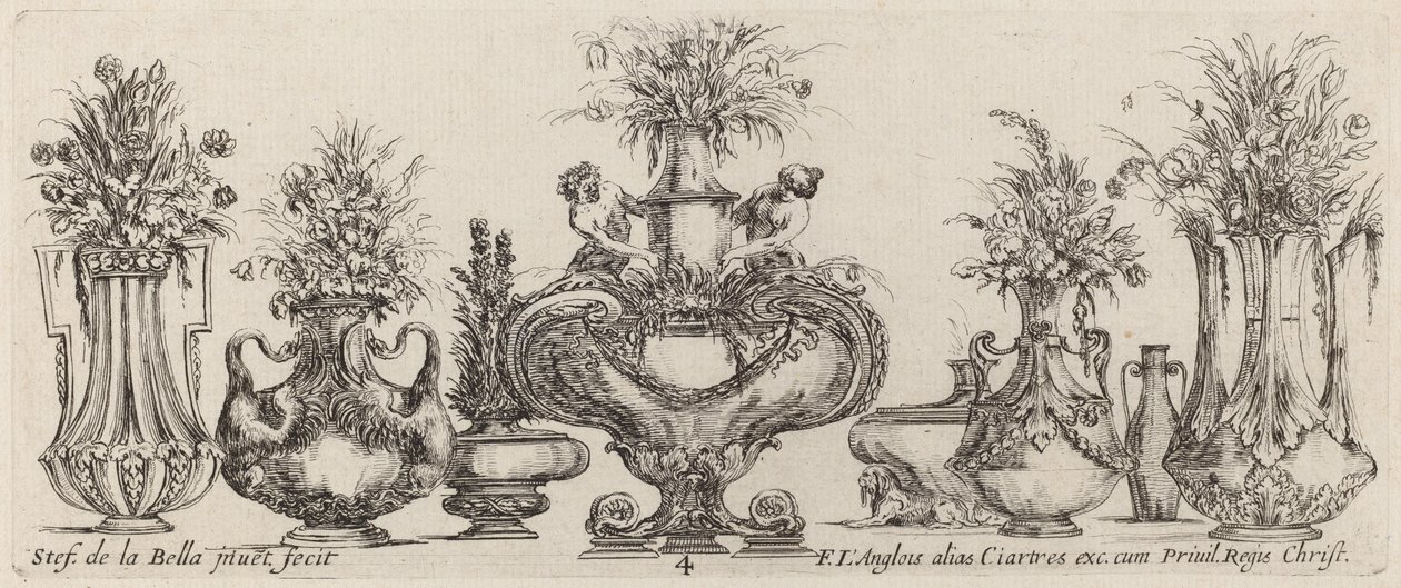 Fantastic Vases, Probably 1646 by Stefano della Bella