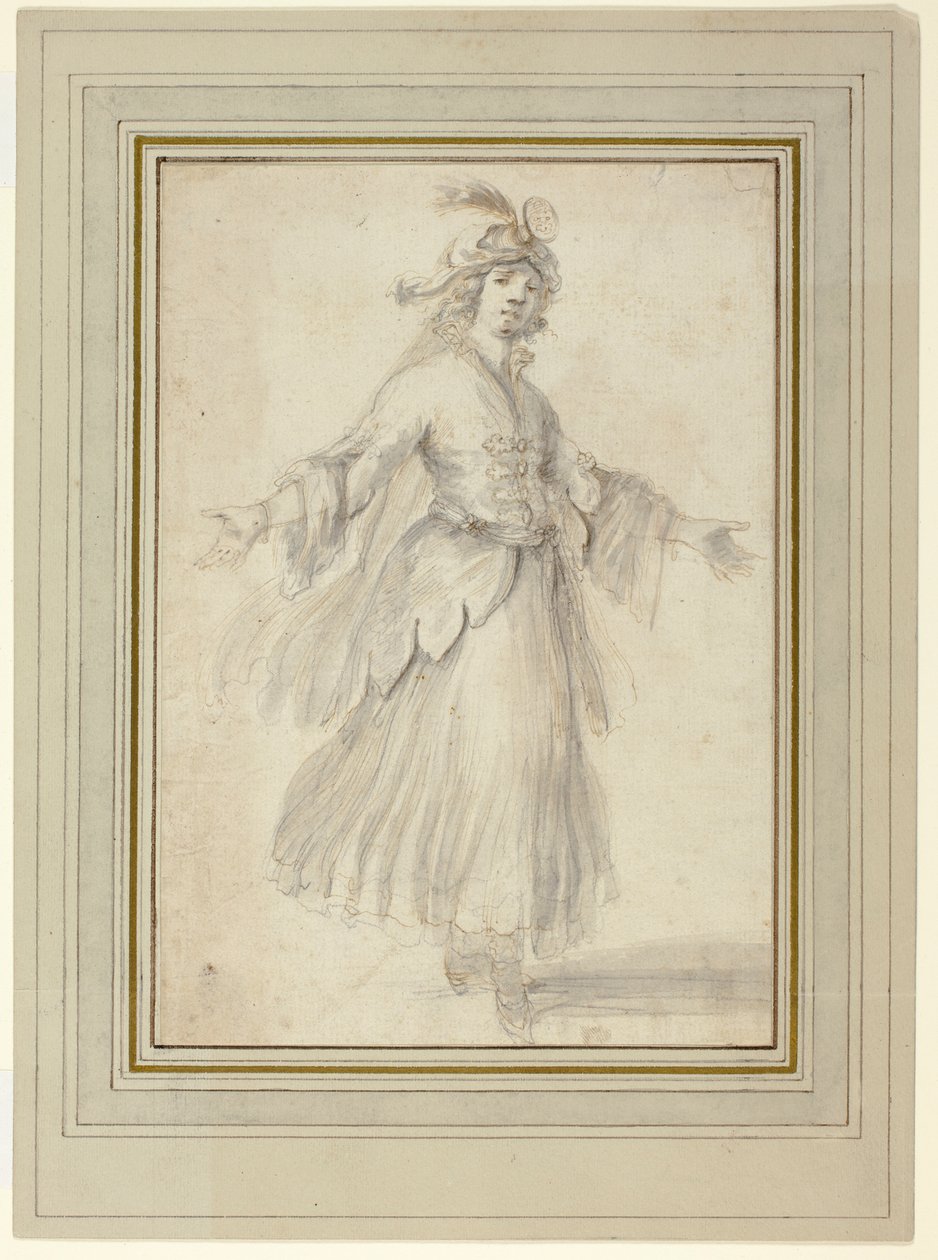 Female Dancer in an Exotic Costume by Stefano della Bella