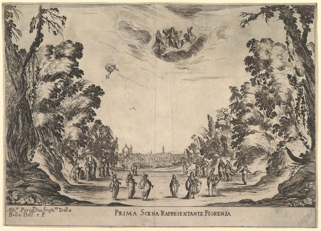 First Scene, in Florence, from The Marriage of the Gods, 1637 by Stefano della Bella