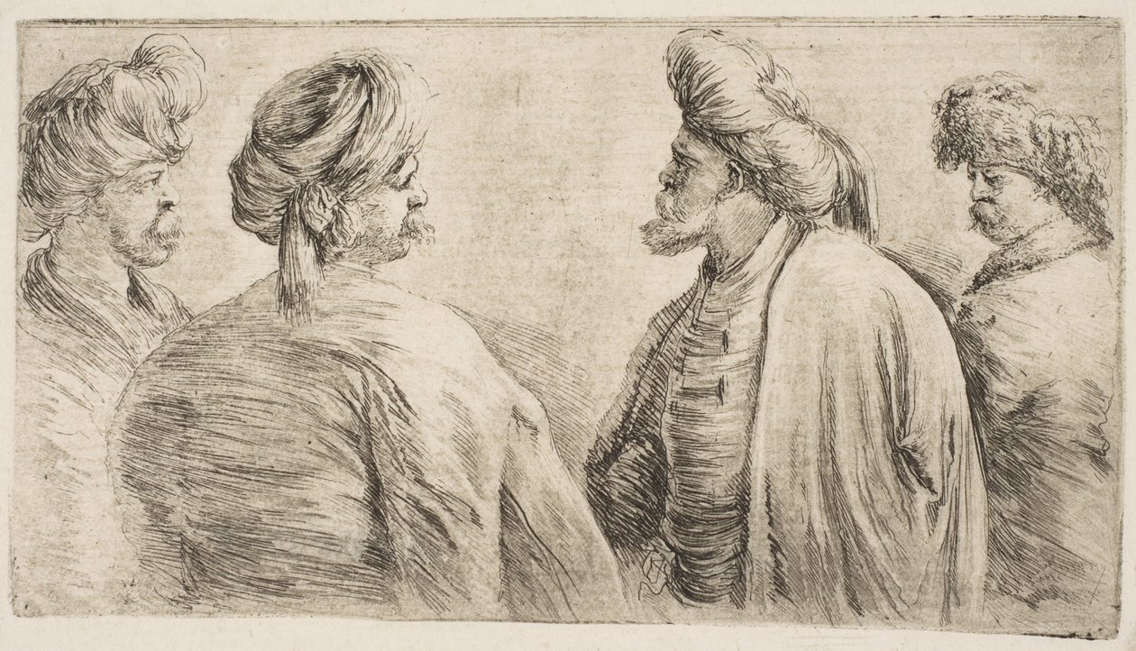 Four Turks, Half Length by Stefano della Bella
