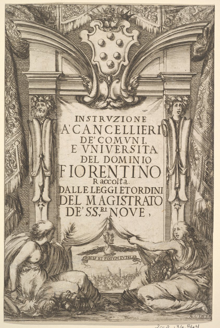 Frontispiece for Instructions for Chancellors: Medici Coat by Stefano della Bella
