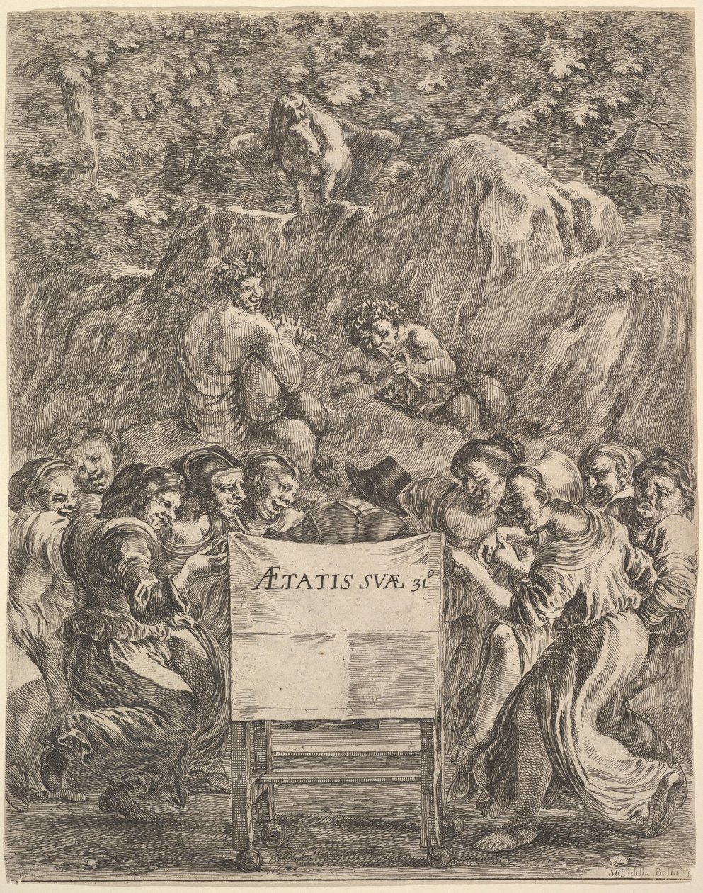 Frontispiece for The Works of Scarron, the Poet Sitting in a Chair, 1649 by Stefano della Bella