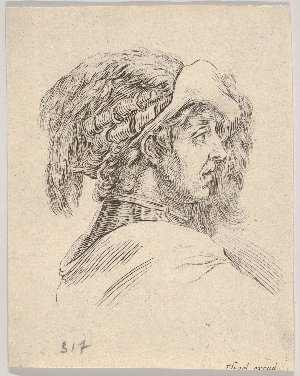 Head of a Man without a Beard, Turned in Profile to the Right (from Diverse Heads and Figures) by Stefano della Bella
