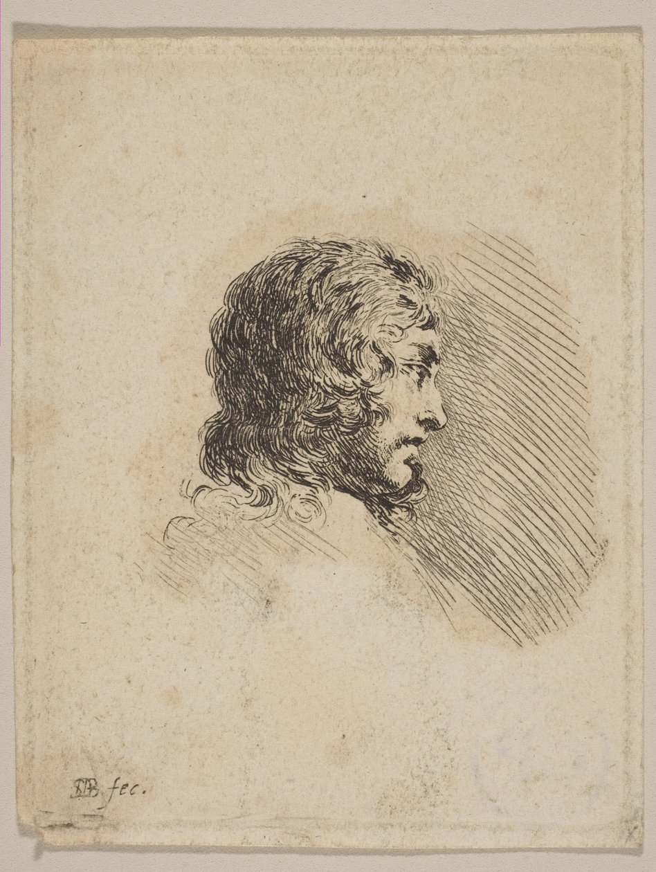 Head of a young man in profile, from Various portraits Recueil de Diverses Pièces, ca. 1647 by Stefano della Bella