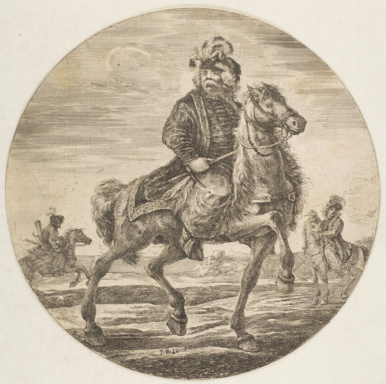 Hungarian Horseman Riding Towards the Right by Stefano della Bella