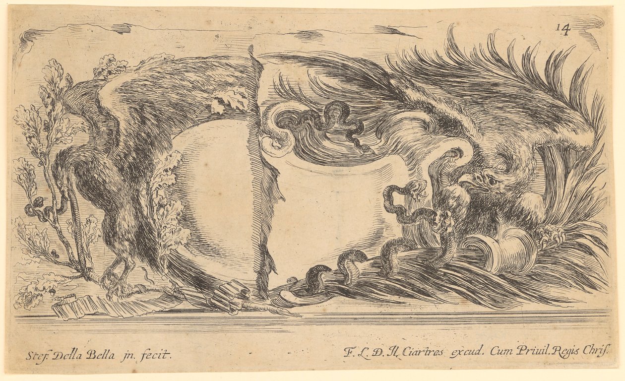 Cartouche with Eagle and Snakes by Stefano della Bella