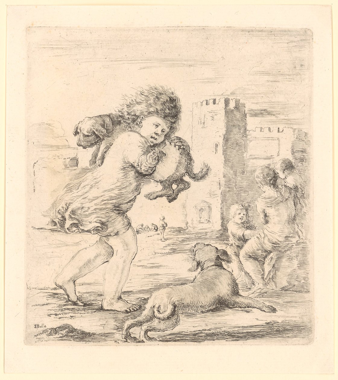 Child Carrying a Puppy on His Left Shoulder by Stefano della Bella