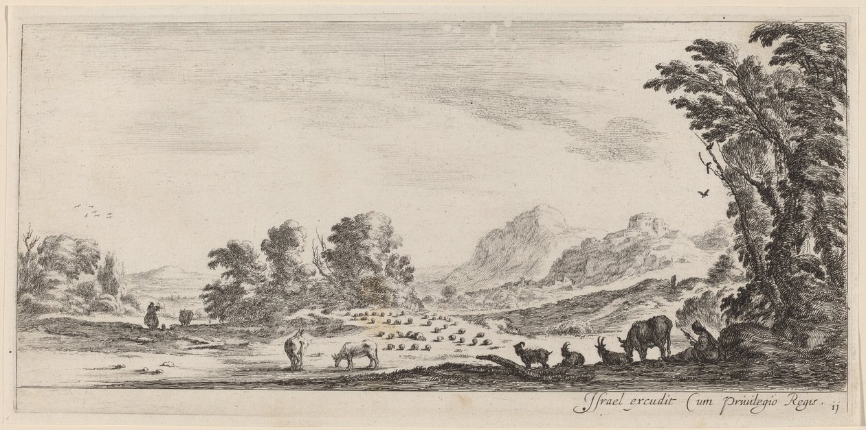 Landscape with Shepherd Guarding his Flock, in or before 1647 by Stefano della Bella