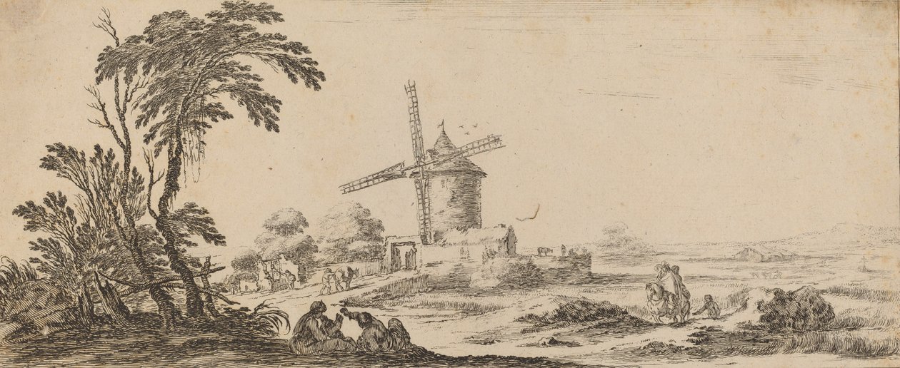 Landscape with Windmill by Stefano della Bella
