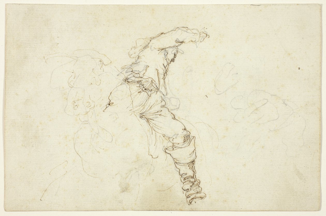 Man on Horseback, Raising Right Arm by Stefano della Bella