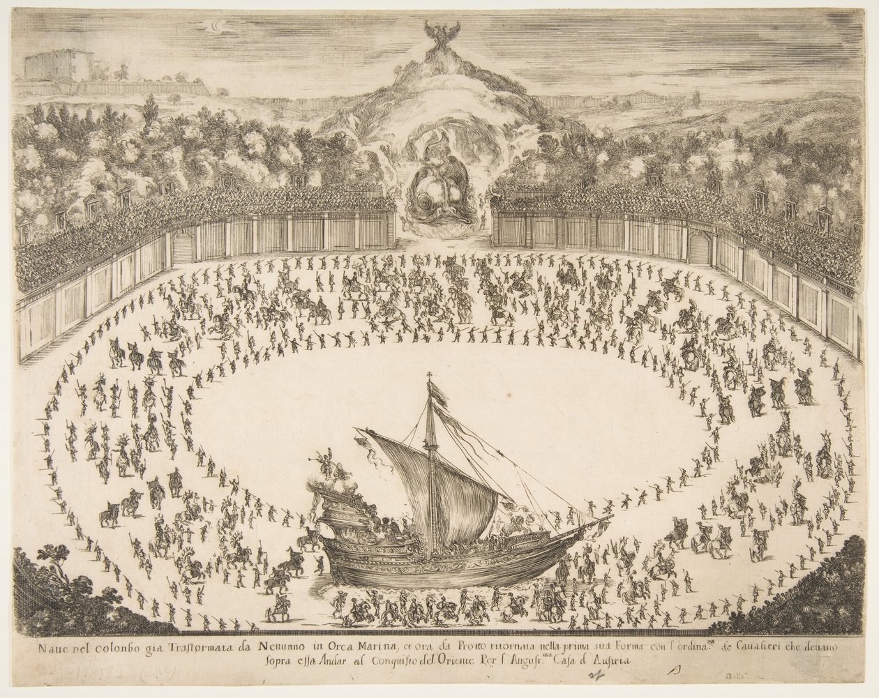 Parade Float in the Form of a Ship, Coat of Arms of the Grand Duke of Modena at Top by Stefano della Bella