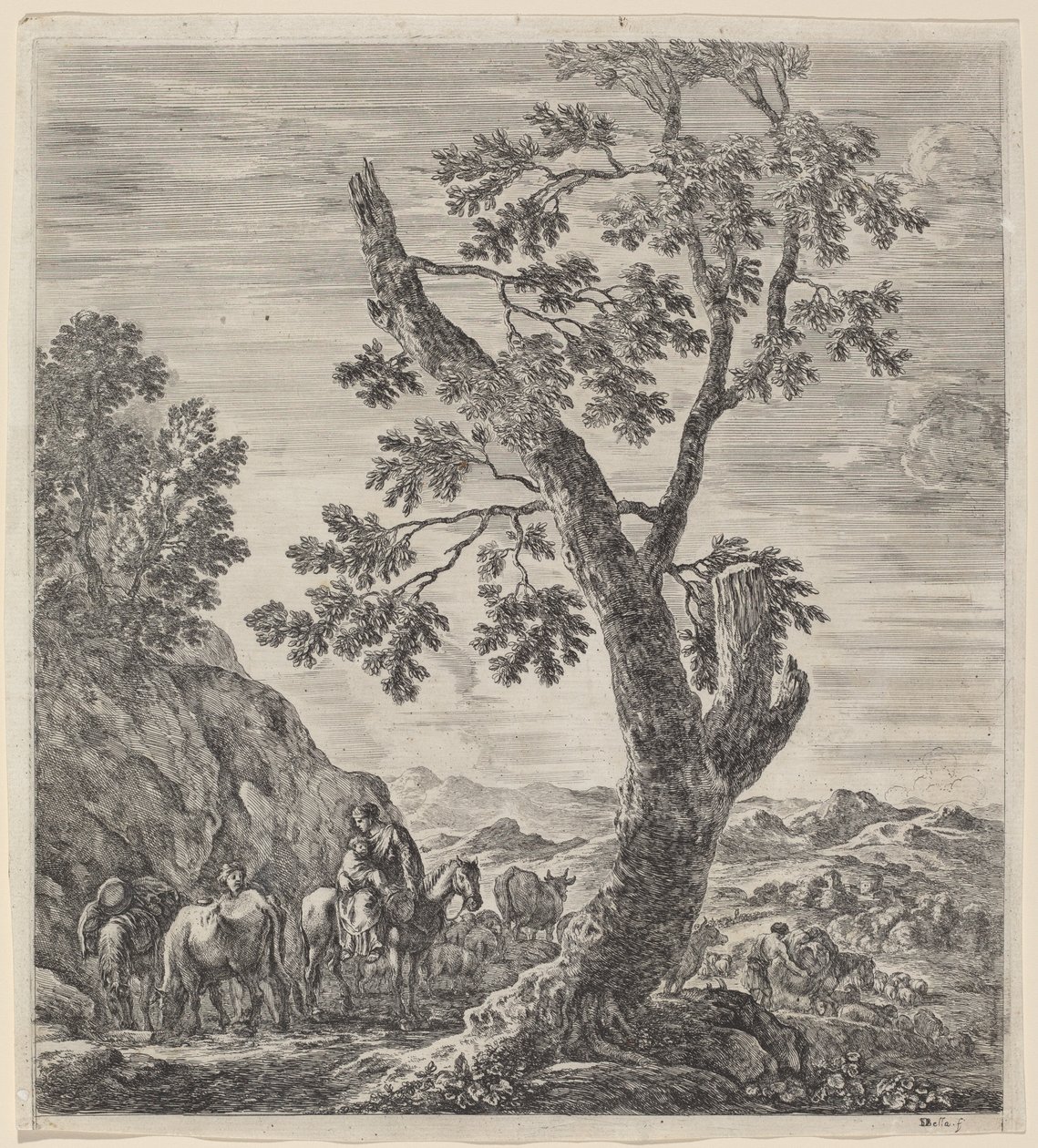 Peasant Woman on Horseback with a Child in Her Arms by Stefano della Bella