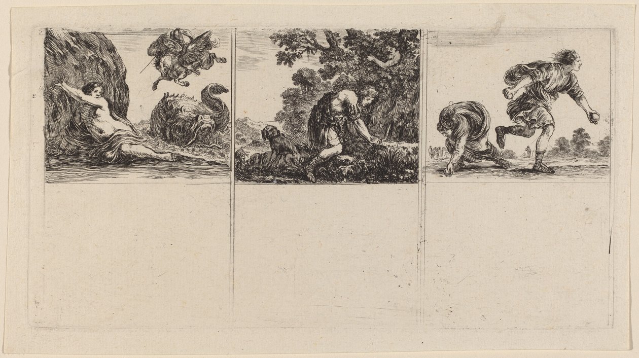 Perseus and Andromeda, Cephalus and Procris, Hippomene and Atalantus by Stefano della Bella