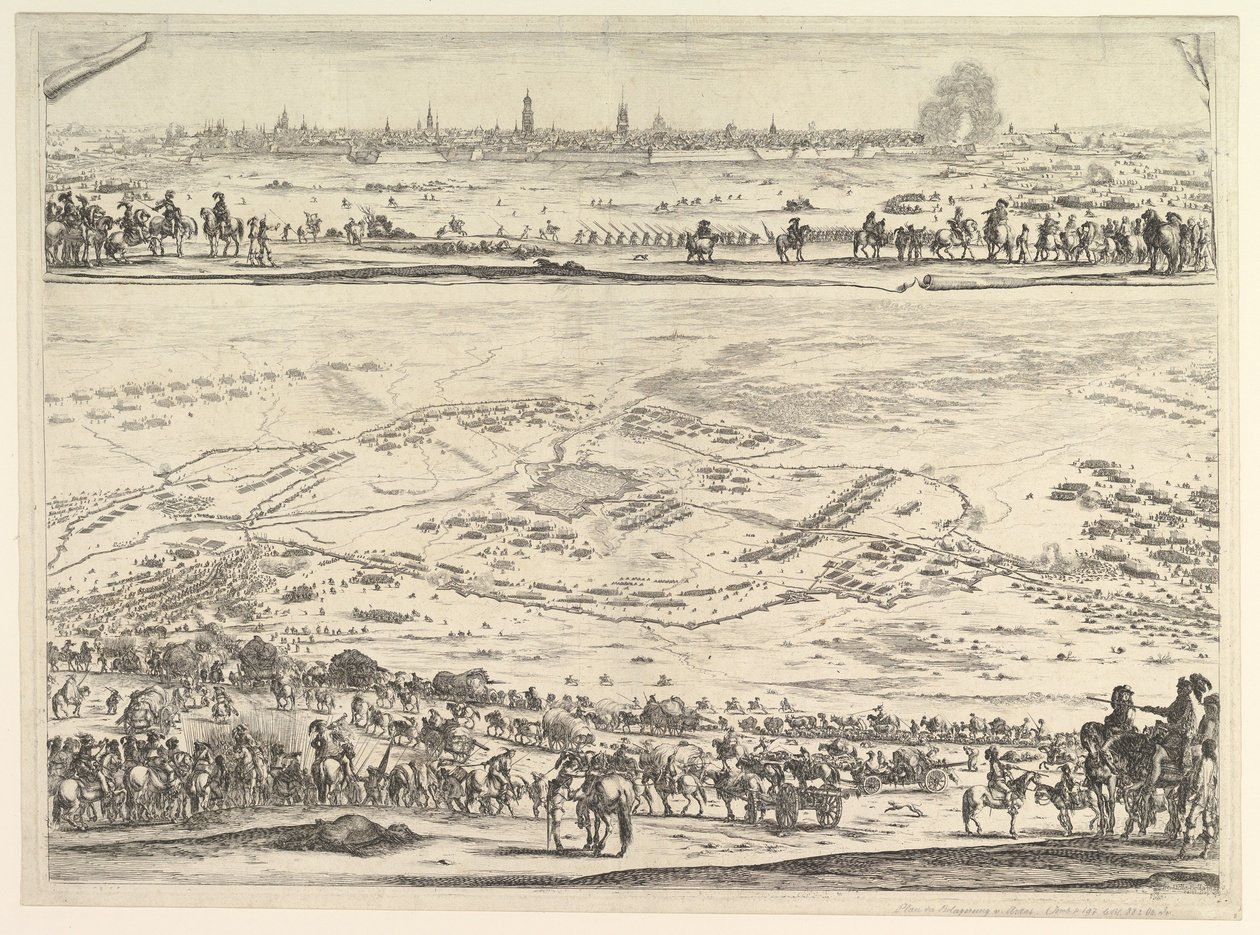 Plan and View of the Siege of Arras: Lower Part of the Plate with a Topographical View by Stefano della Bella