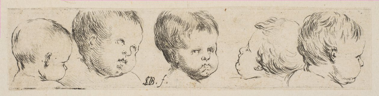 Plate 10: Five Heads of Children, from 
