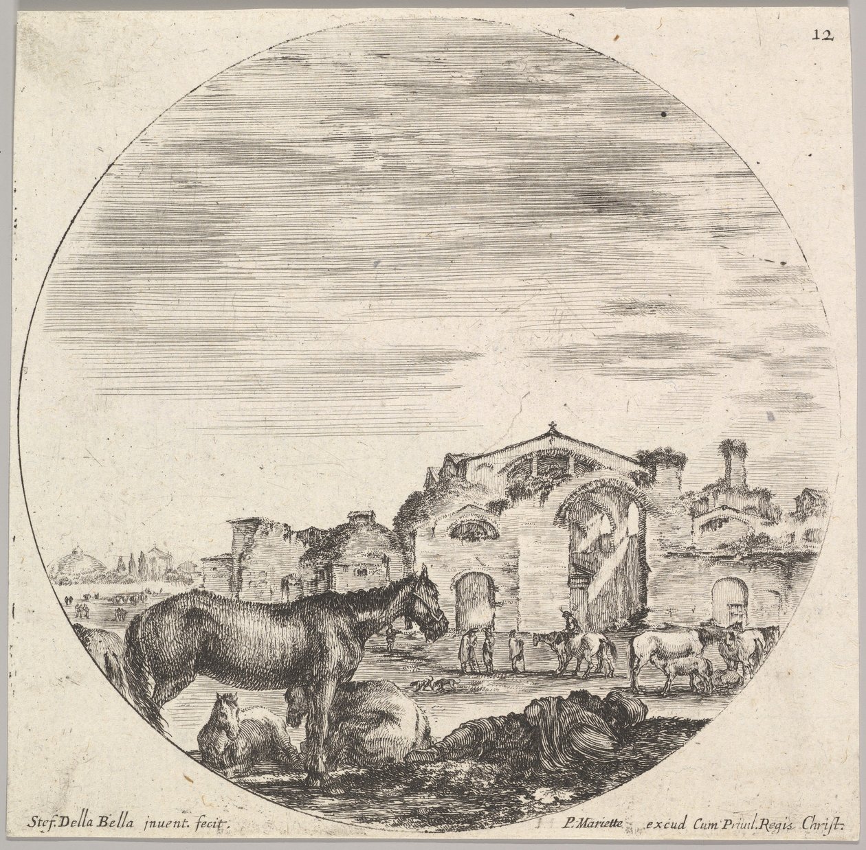 Plate 12: A Shepherd Sleeping on the Ground, ca. 1643-48 by Stefano della Bella