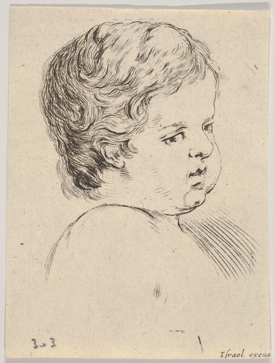 Plate 12: Head of a Child, from The Book for Learning to Draw by Stefano della Bella