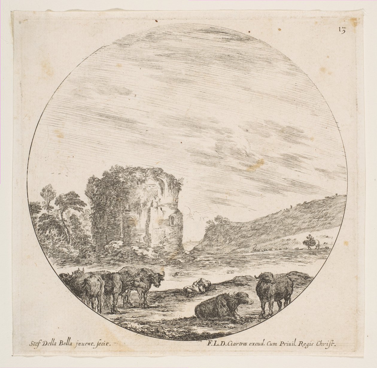 Ruins of a Temple in a Roman Landscape by Stefano della Bella