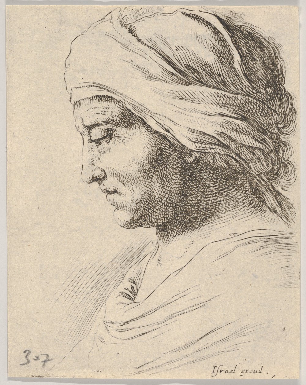 Plate 16: Head of an Old Man in Profile with a Cloth Tied Around His Head by Stefano della Bella