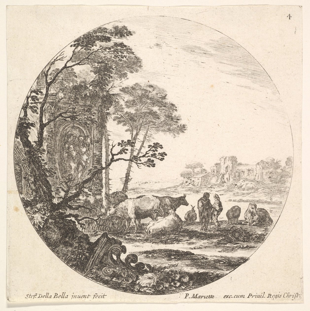 Plate 4: A Corinthian Capital on the Ground, ca. 1643-48 by Stefano della Bella