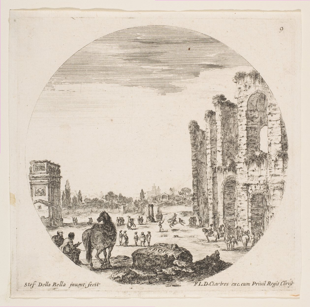 The Arch of Constantine and Part of the Colosseum by Stefano della Bella