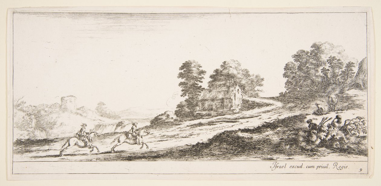 Two Horsemen Galloping Uphill by Stefano della Bella