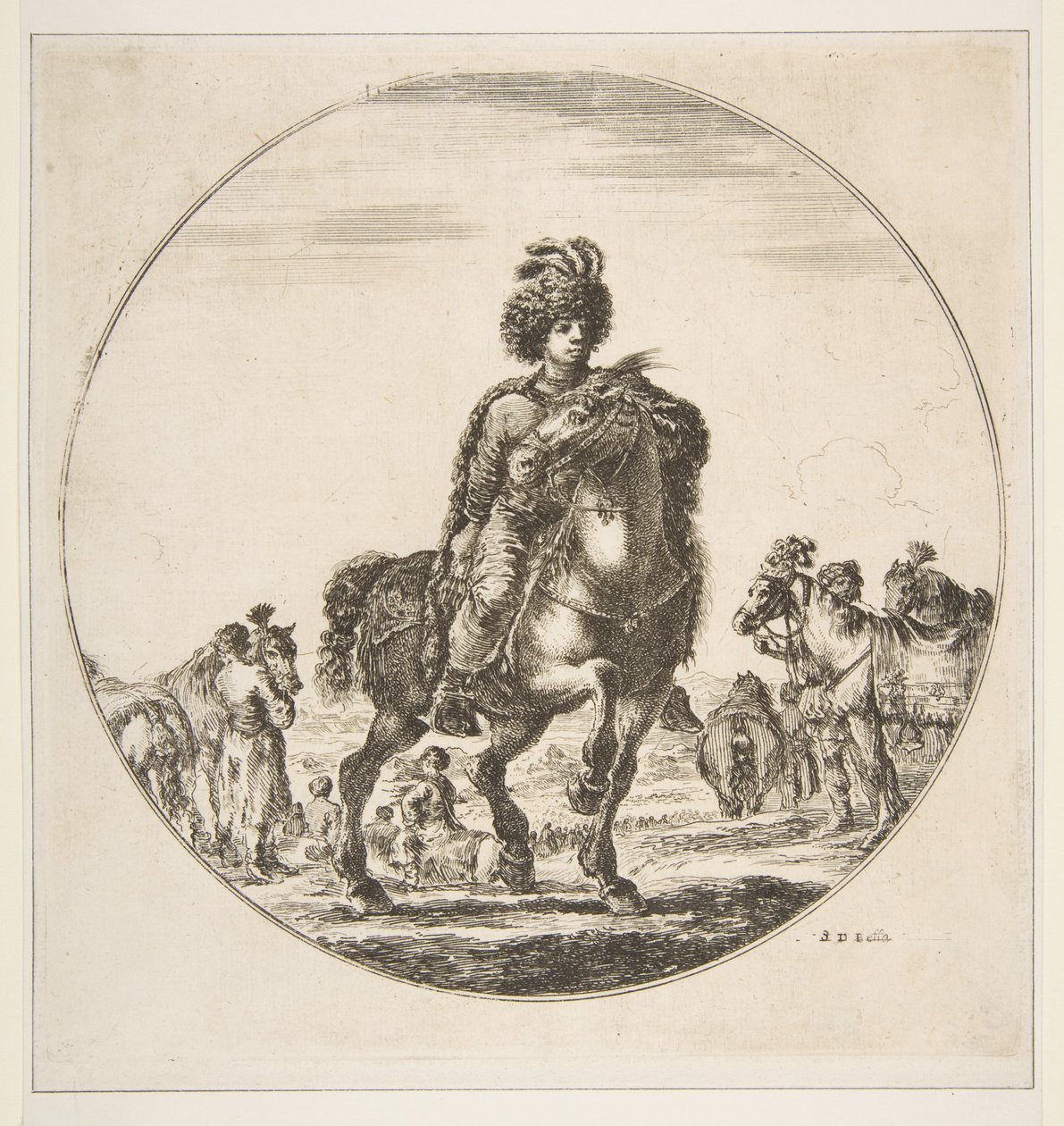 Polish Horseman Facing Right, a Circular Composition, from Figures on Horseback by Stefano della Bella