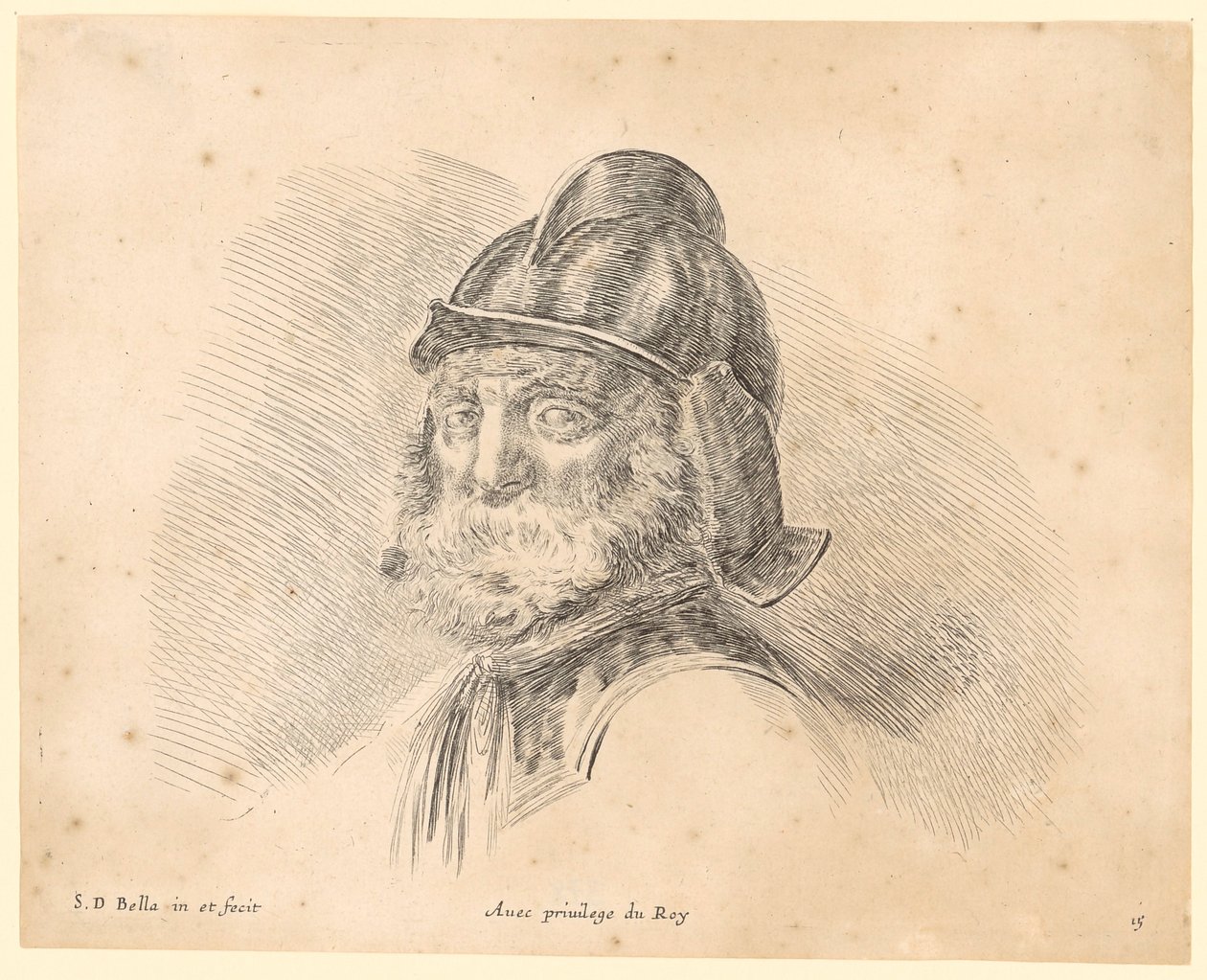 Portrait of a Bearded Man with Helmet in Three-Quarter Profile to the Left by Stefano della Bella