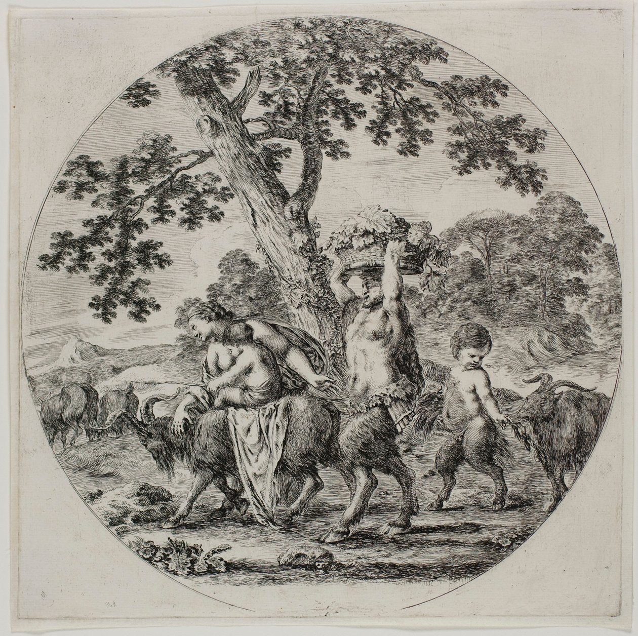 Satyr Family Walking by Stefano della Bella