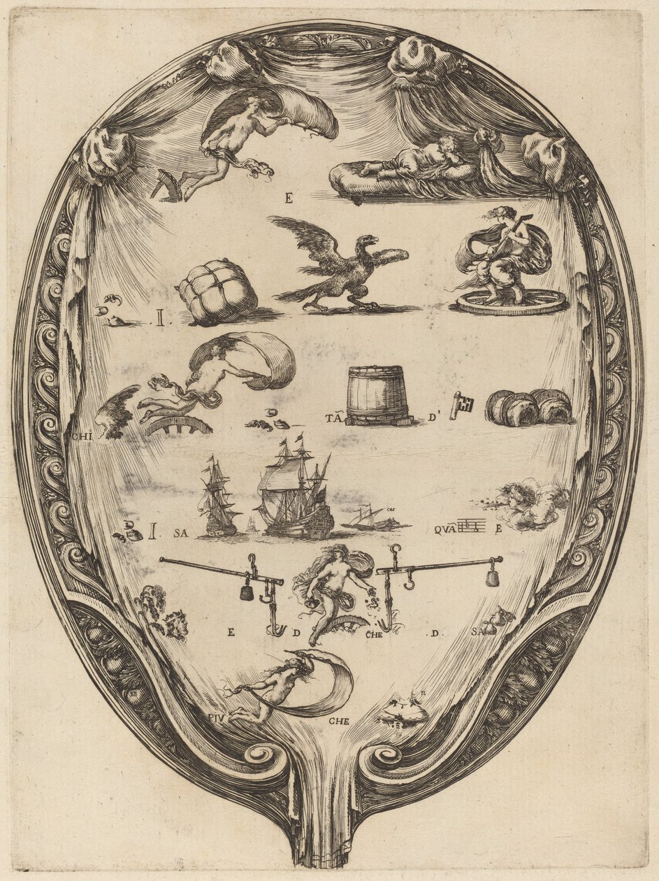 Screen Depicting the Italian Rebus of Fortune by Stefano della Bella