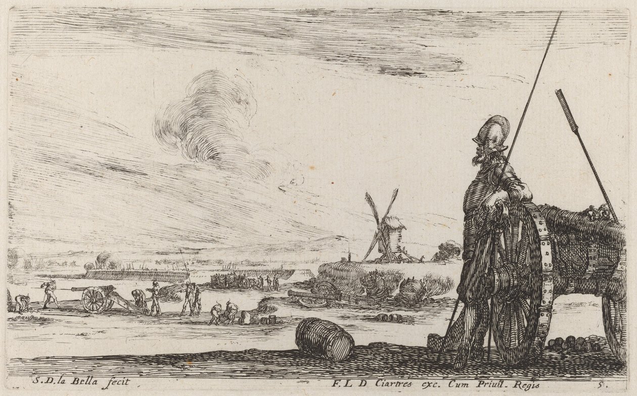 Soldier in Armor and a Cannon by Stefano della Bella