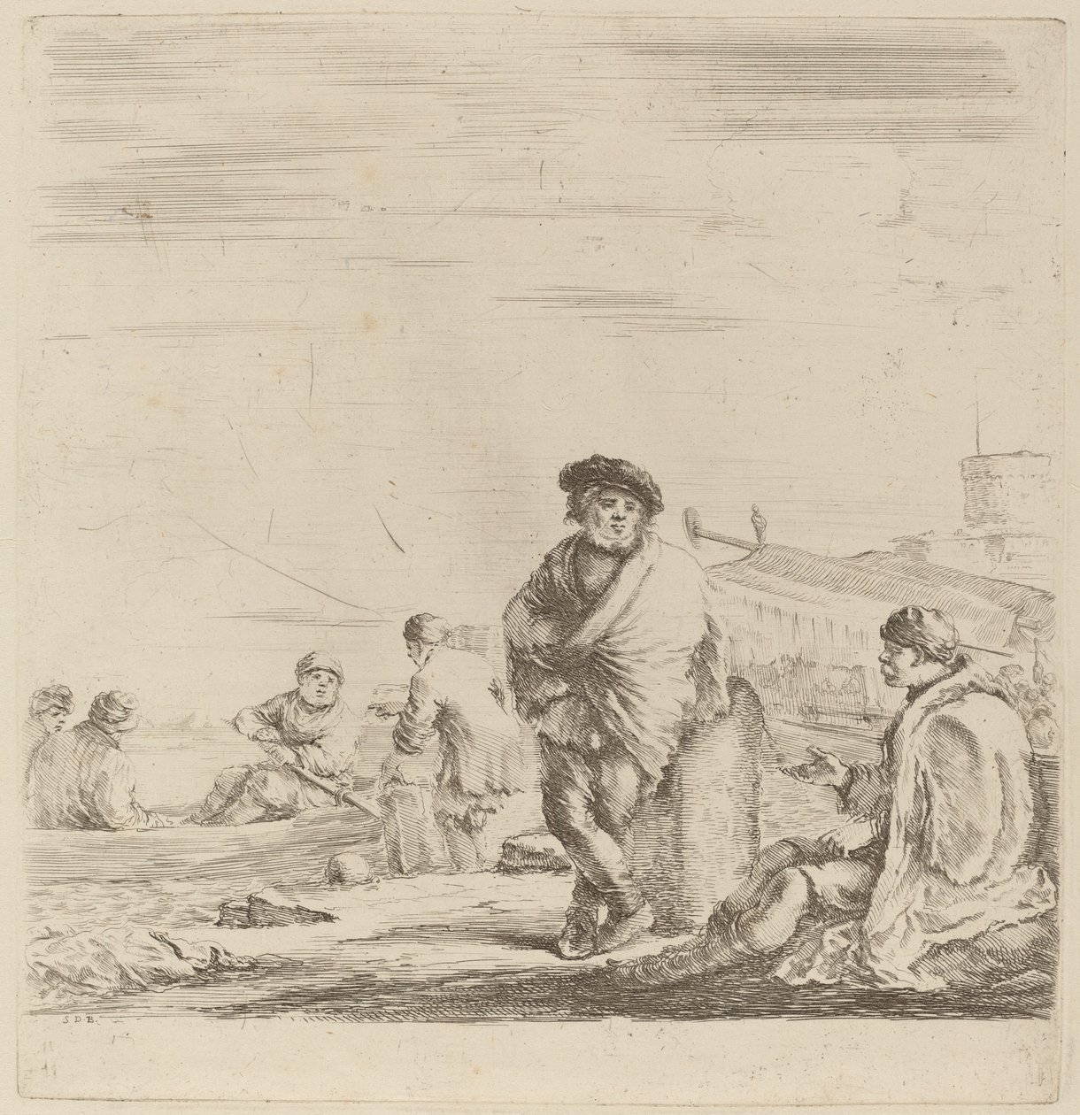 Standing Sailor Talking with a Seated Levantine by Stefano della Bella