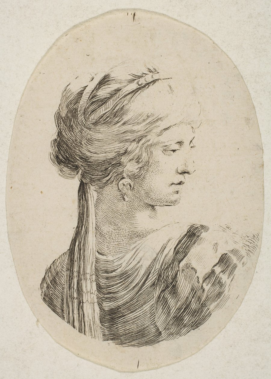 Sultana wearing a turban, in profile to the right, from 