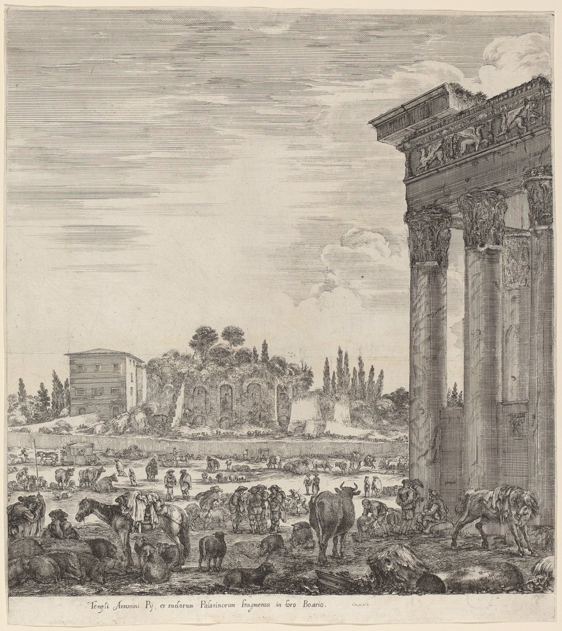 Temple of Antoninus and the Campo Vaccino by Stefano della Bella