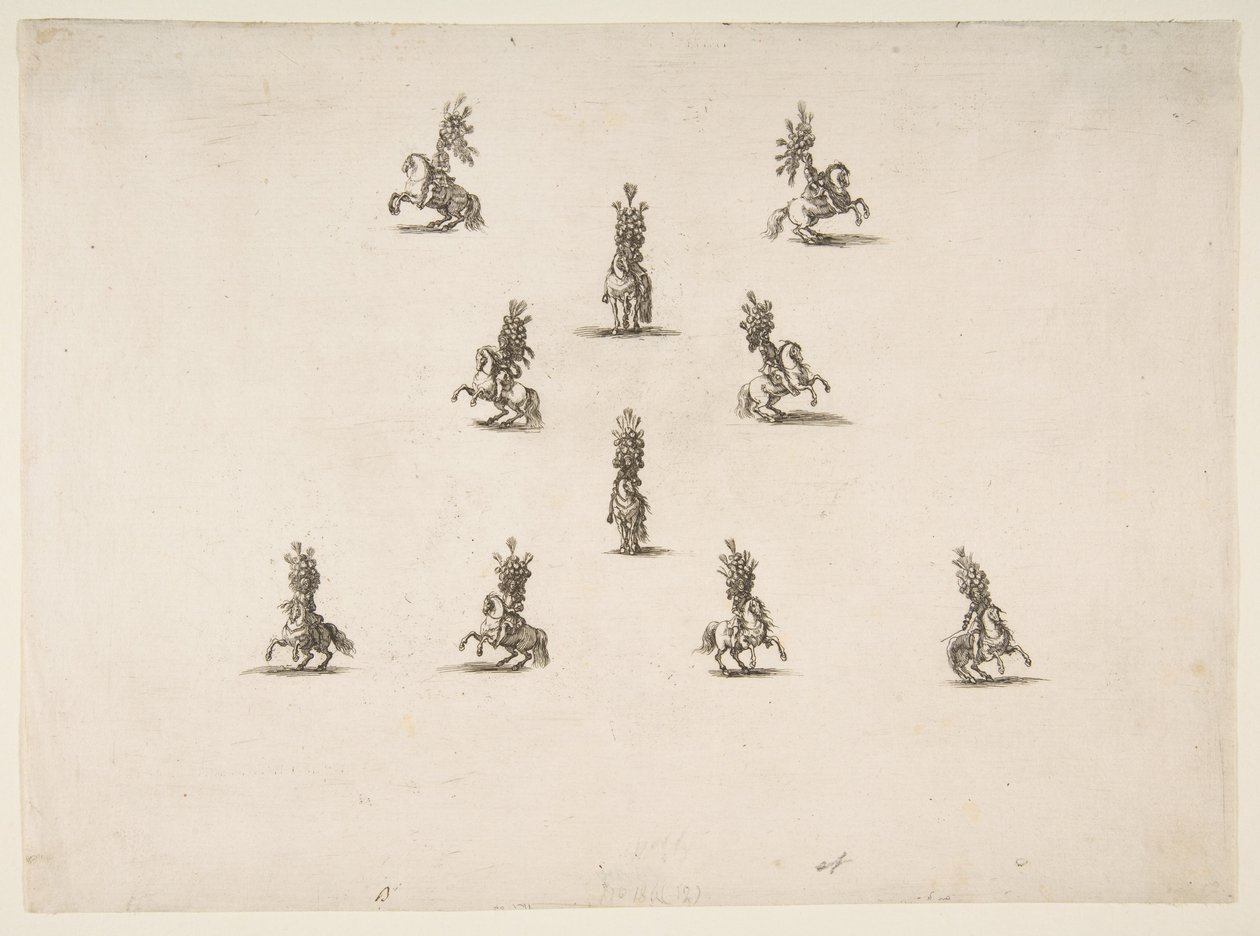 Ten Cavaliers Including Five Forming a V by Stefano della Bella