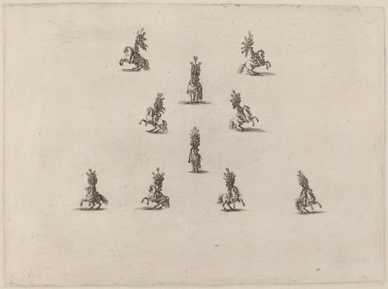 Ten Cavaliers with Large Plumed Helmets by Stefano della Bella