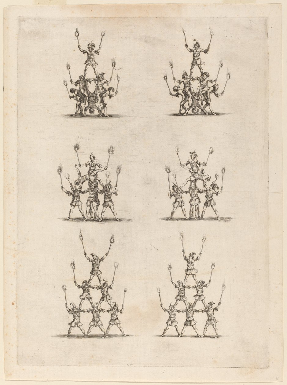 Thirty-Six Jugglers Standing in Pyramids by Stefano della Bella