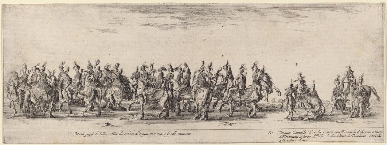 Twenty Pages and Five Turkish Horses, 1633 by Stefano della Bella