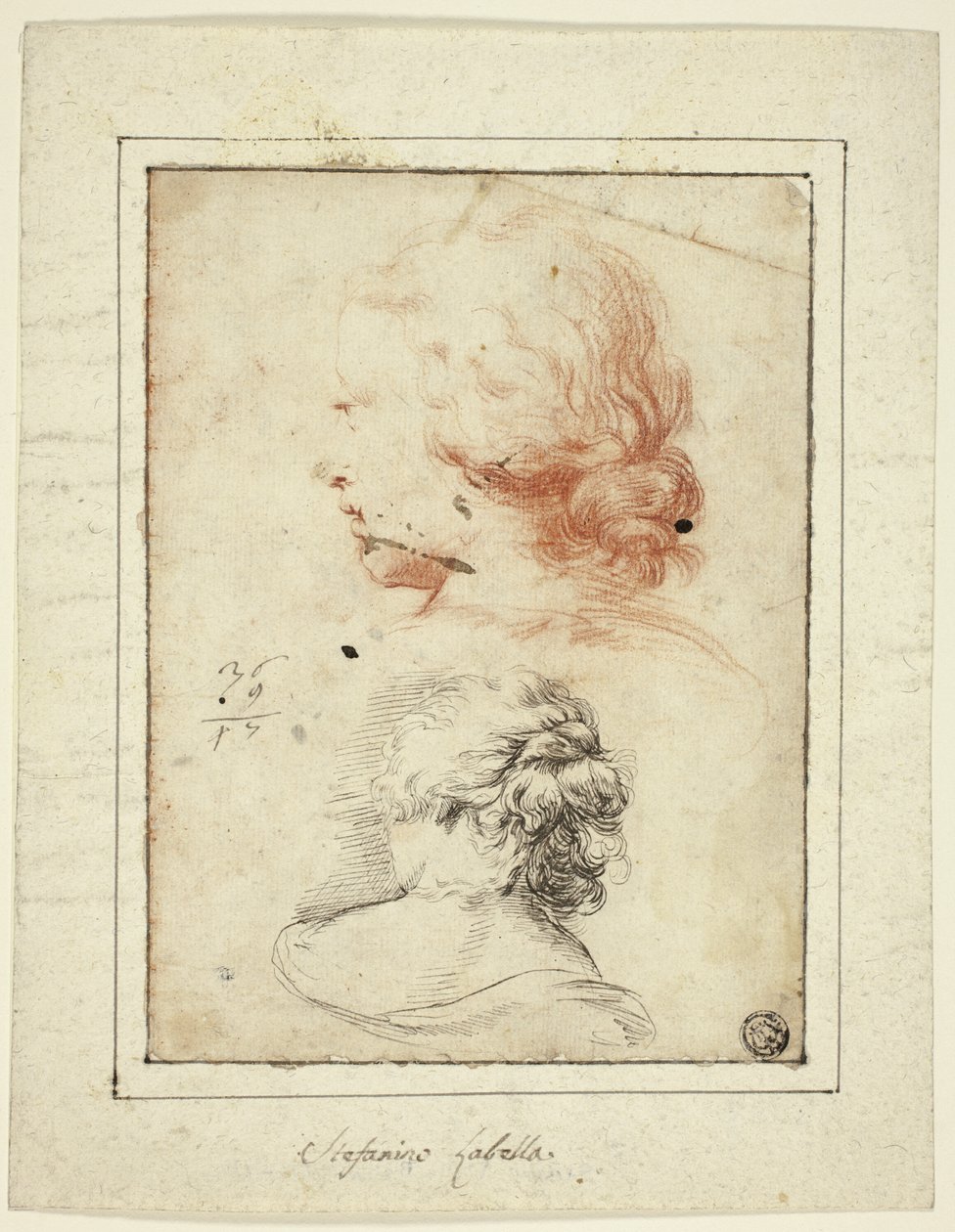 Two Studies: Female Head in Three-Quarter Profile; Female Bust Seen from the Back by Stefano della Bella
