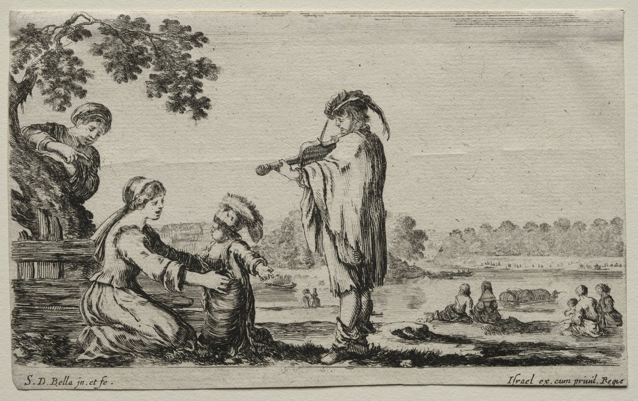Various Figures and Landscapes: A Violin Player, 1649 by Stefano della Bella