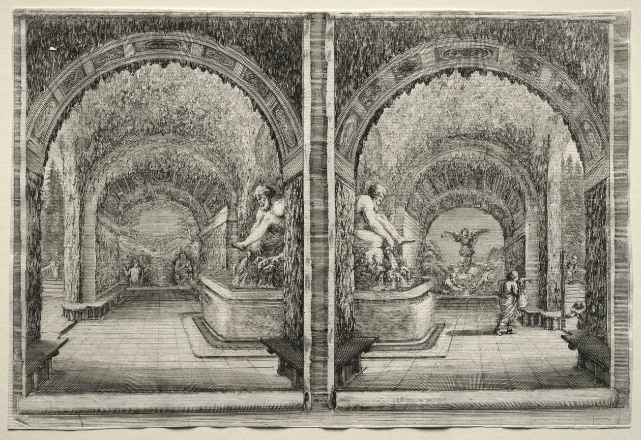 Views of the Villa of Pratolino: Two Views of the Grotto by Stefano della Bella