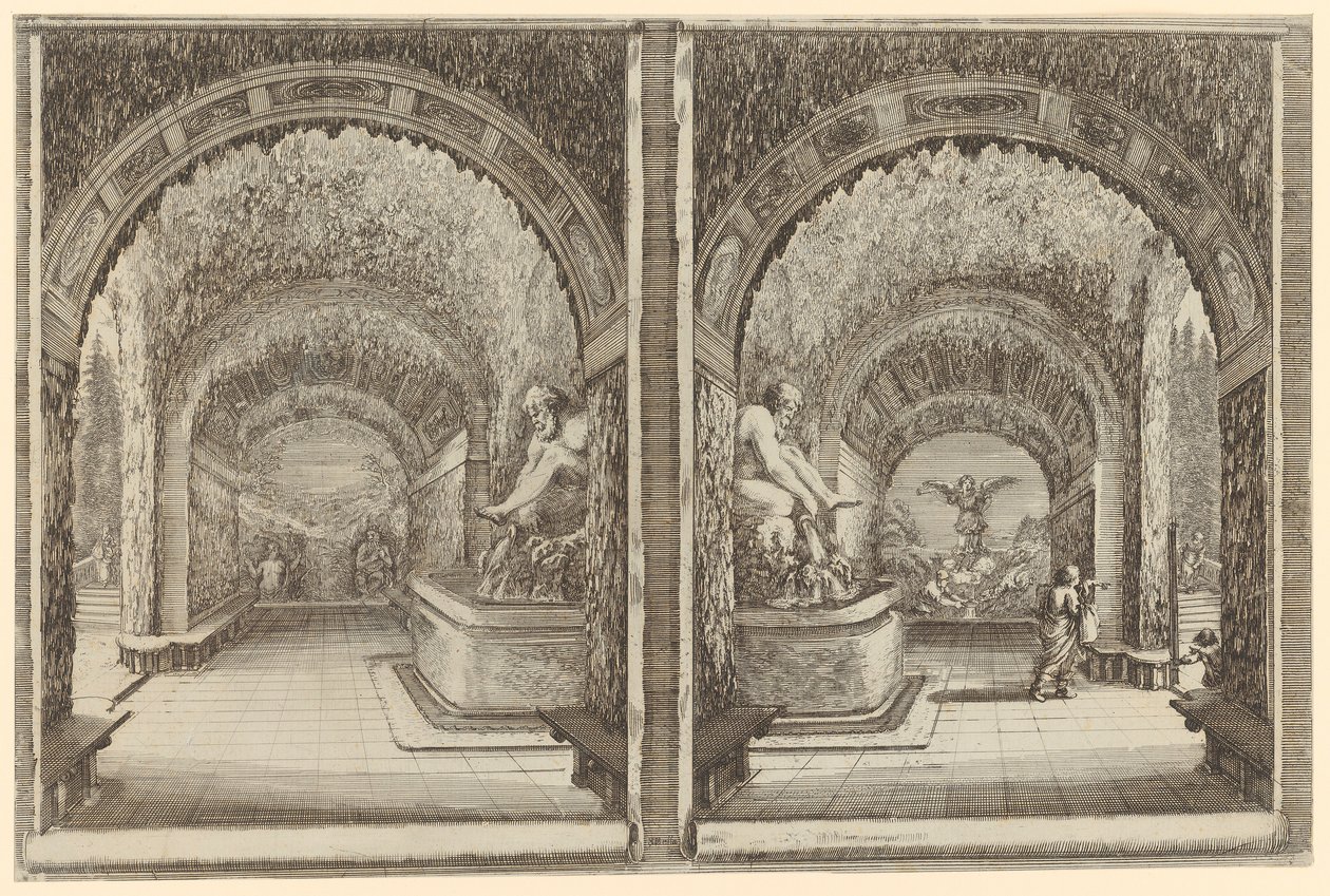 Two Representations of a Grotto in Different Perspectives by Stefano della Bella
