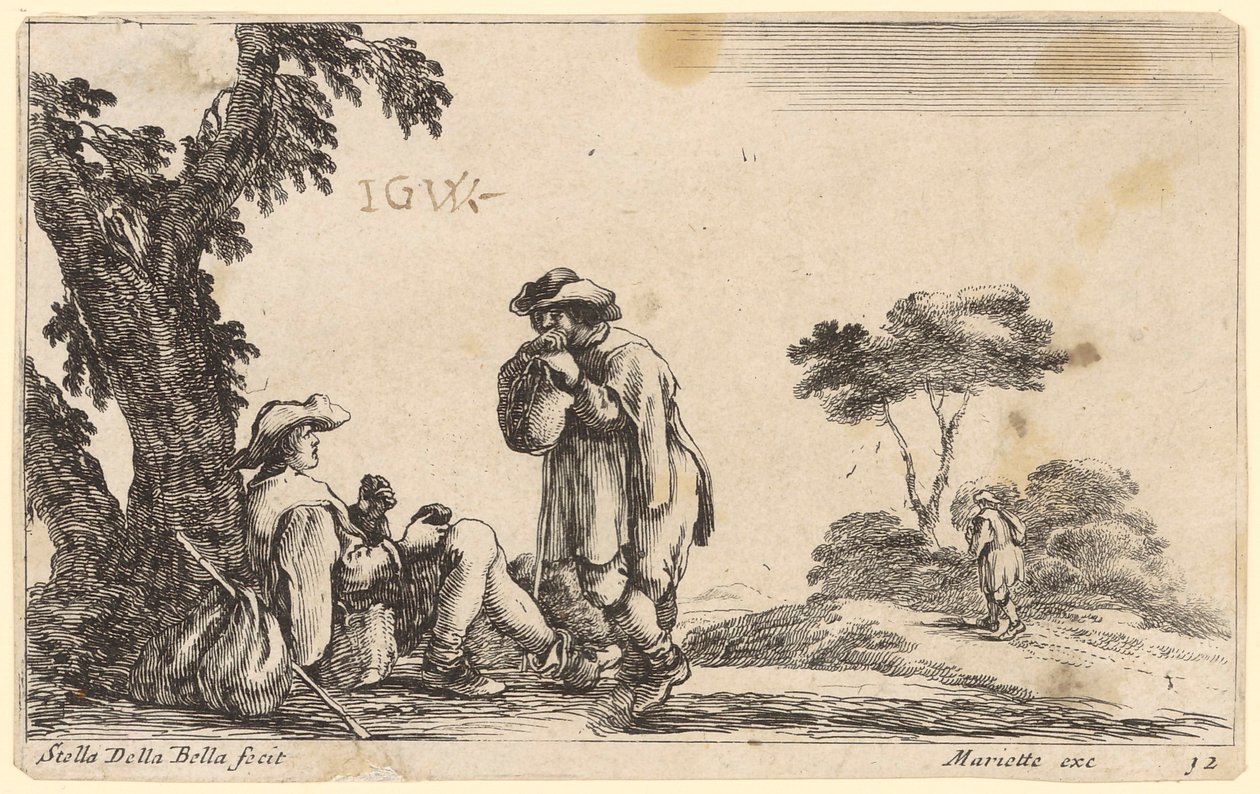 Two Pilgrims Resting by a Tree by Stefano della Bella