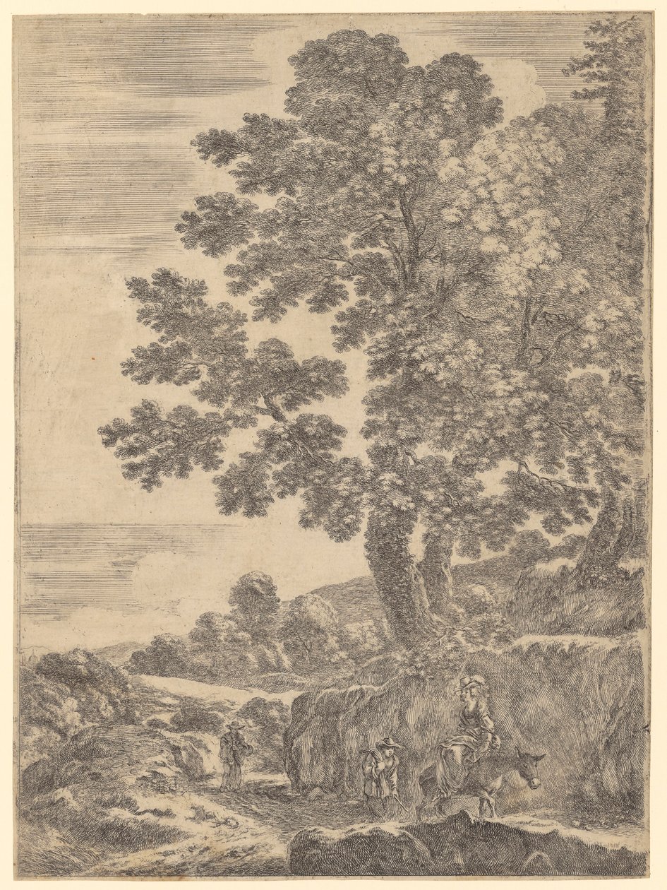 Two Travelers and a Girl on a Donkey by Stefano della Bella