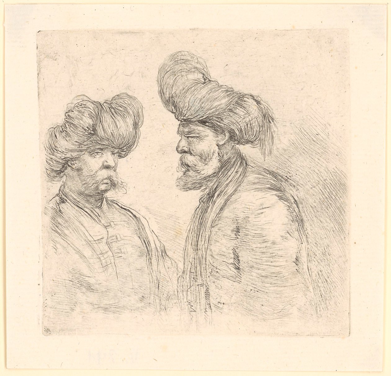 Two Turks with Turbans by Stefano della Bella