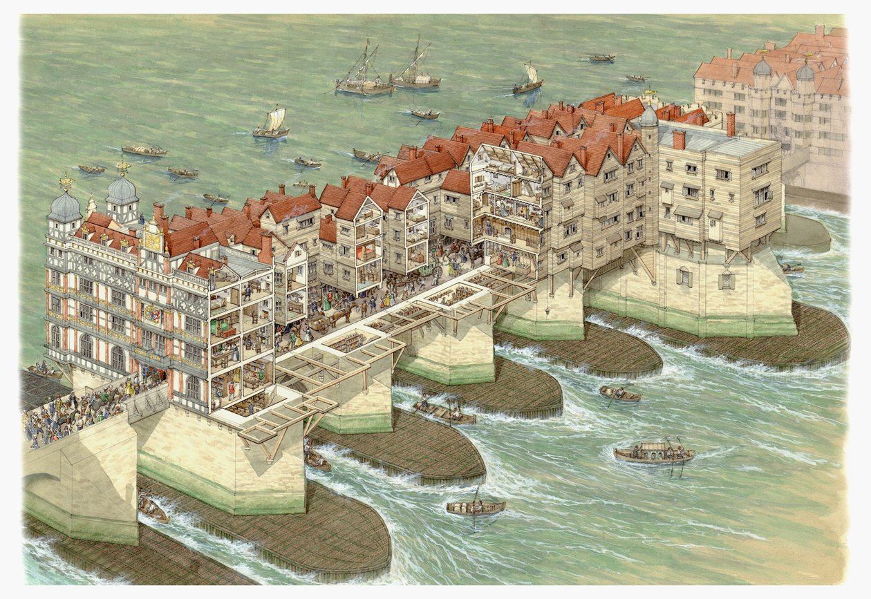 Old London Bridge (central part), c.1580-1600 by Stephen Conlin