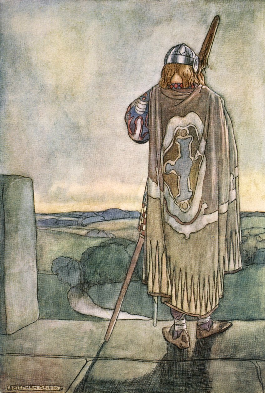 Finn heard far off the first notes of the fairy harp, c1910 by Stephen Reid