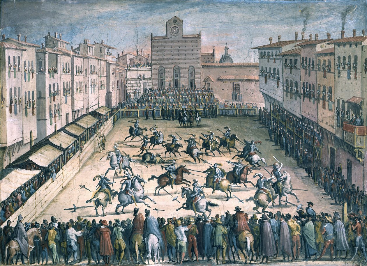 Horse Joust at the Piazza Santa Croce by Stradanus