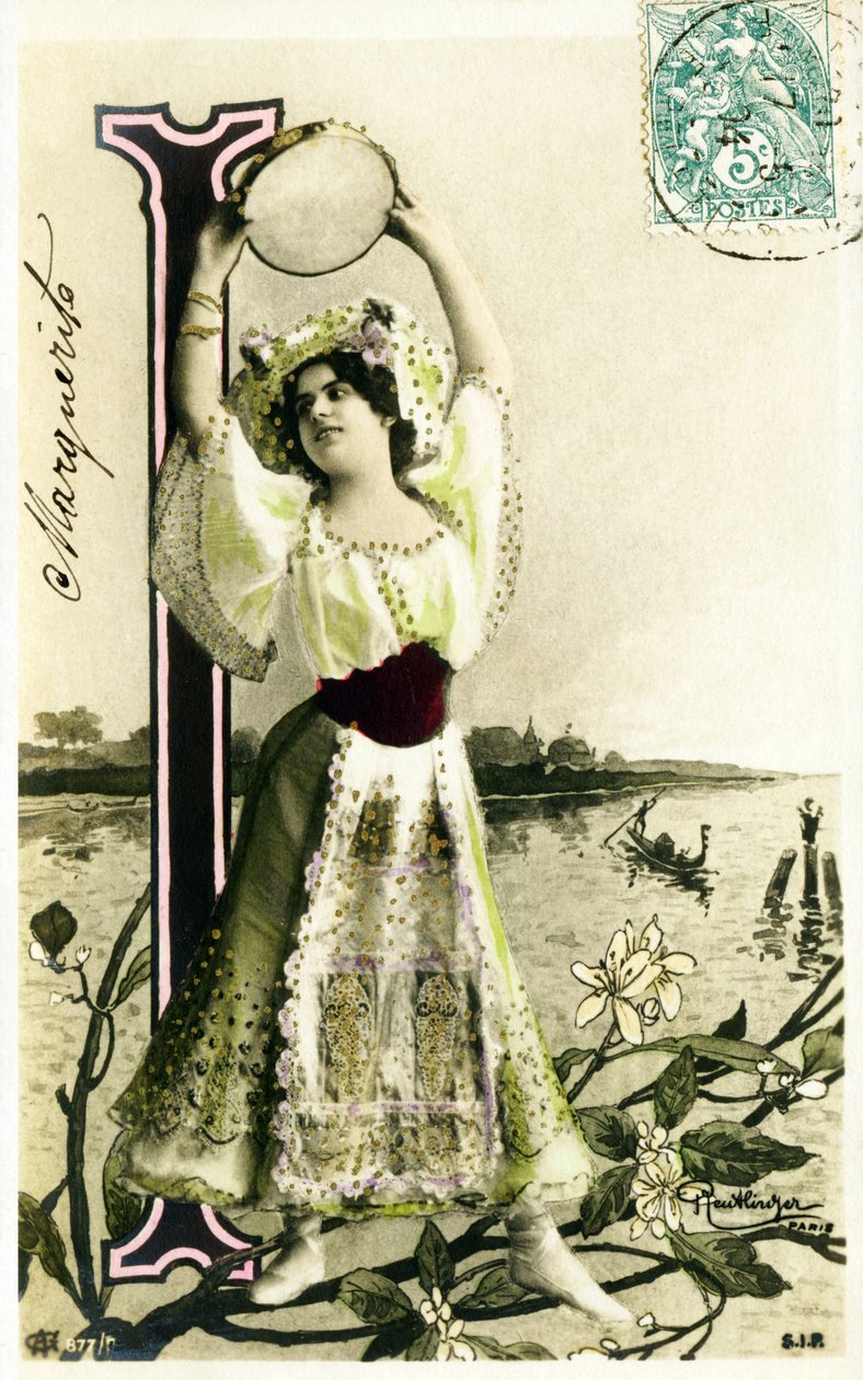 Mlle Fischer, Artist from 1900s - Alphabet in Postcard by Studio Reutlinger